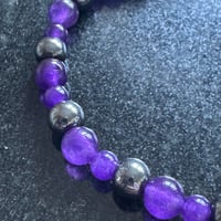 Image 3 of Amethyst & Hermatite gem bracelet 18cm