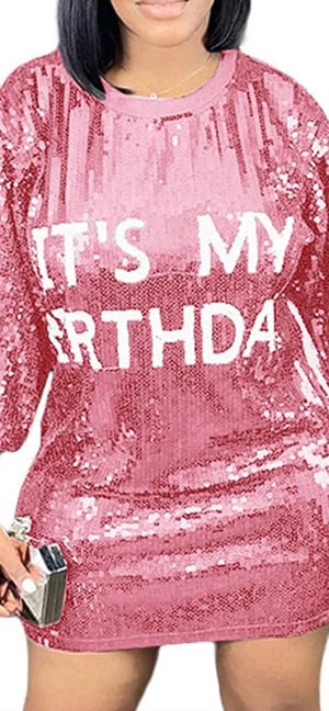 Image of Happy Birthday Sequin Shirts Dress