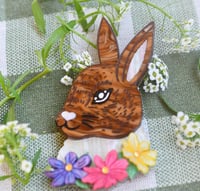 Image 2 of Blaire Bunny Brooch - purple pink yellow flower