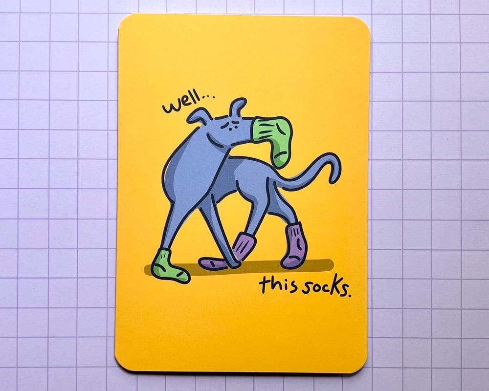 Image of "This Socks" dog in socks card