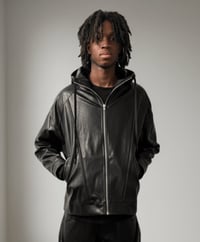 Image 1 of Hooded Leather Jacket 