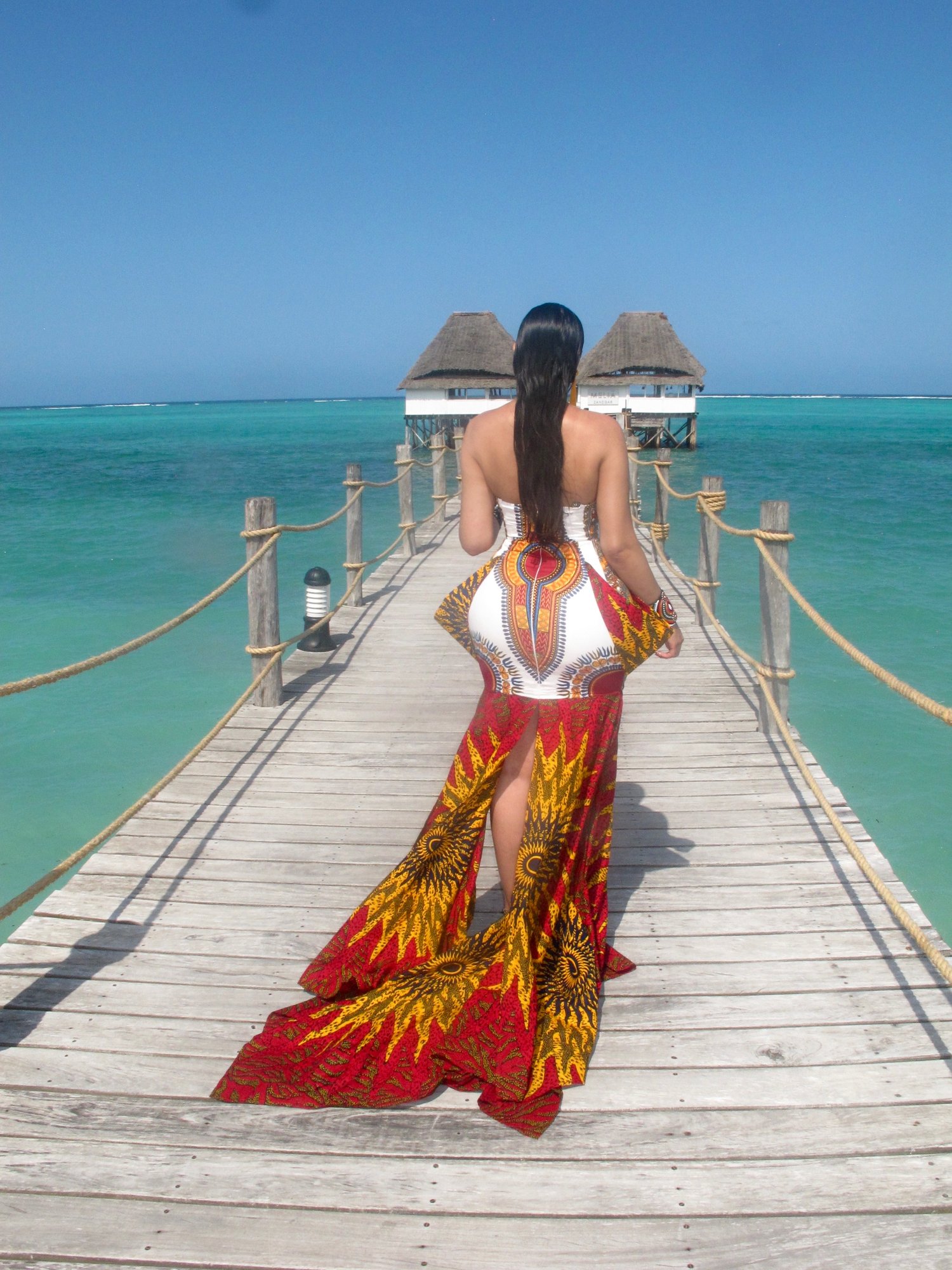 Image of AFRICAN ANKARA PRINT LONG GOWN (LARGE)