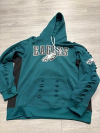Xlarge green Eagle bird destroyed hoodie 