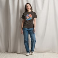 Image 8 of Retro Patriotic Surfing Sloth T-Shirt for Men and Women