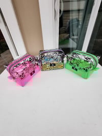 Image 1 of Skull and vinyl clear pouch