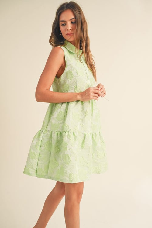 Image of Lime Blossom Jacquard Mini Dress