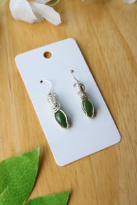 Image 2 of Sterling Silver Jade Pendant Earrings
