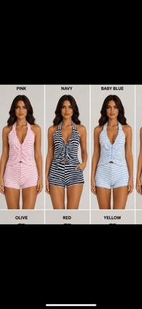 Image 7 of Crochet stripe backless shorts set - 5 colours 