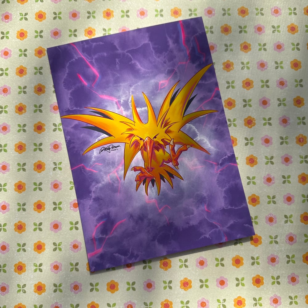 Image of Gen 1 Legendary Birds | Zapdos Original Art Print