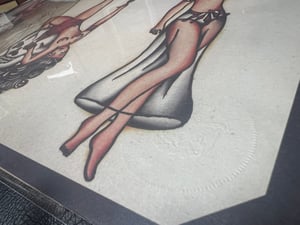 Image of Original 1950’s “Painless Nell” Bowen “Dancer Pinup” Acetate Stencil with 11x14 print.