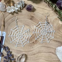 Image 1 of Glow In The Dark Giant Cobweb Earrings