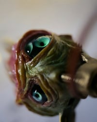 Image 12 of Egg of the King all seeing fangs pendant, leather cord, brass hardware, OOAK