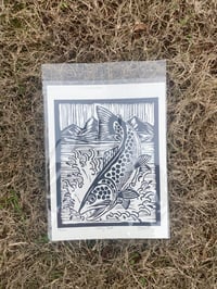 Image 1 of Limited Diving Trout Lino Cut