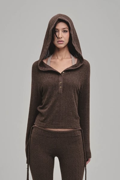 Image of GHOSTBOY - Dazed Knit Hoodie (Brown)