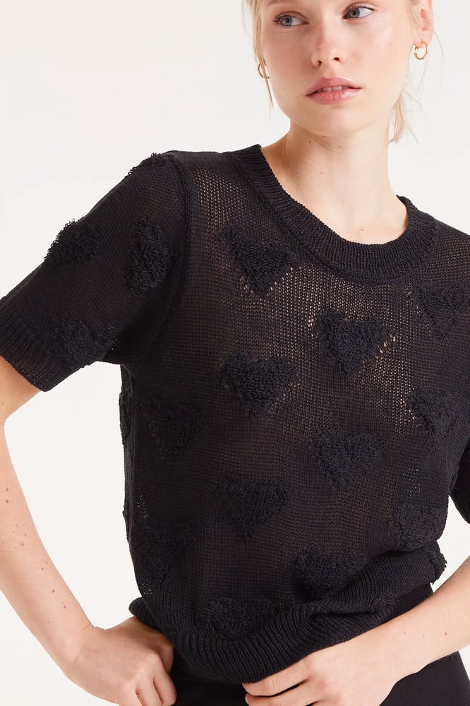 Image of JERSEY PUNTO CORAZONES NEGRO