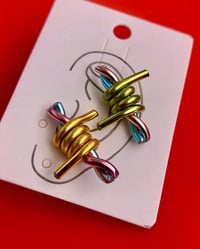 Image 3 of BARBED WIRE STUD EARRINGS - ALL COLOURS