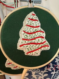 Little Debbie Christmas Tree Cake Embroidery