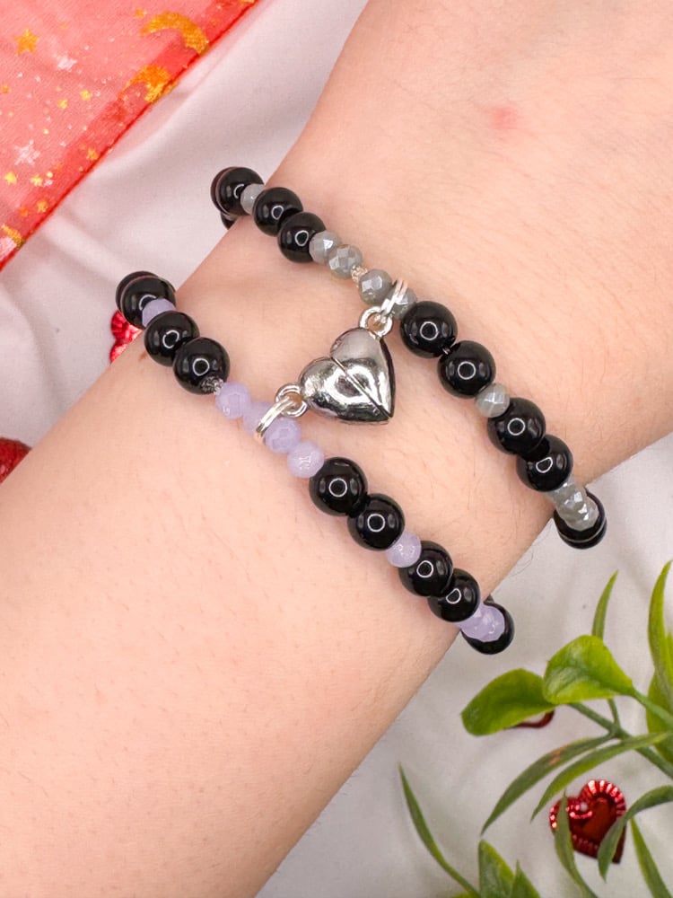 Eternal Connection Magnetic Heart Couple Bracelets Lilac