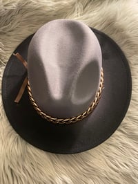 Image 3 of Gray & Black Fedora Hat