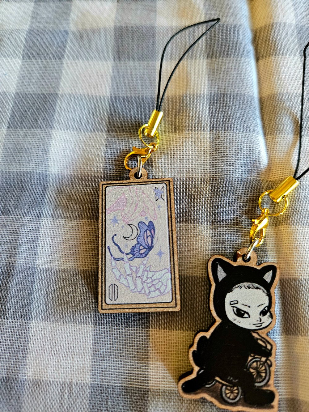 Image of LOST Kitty and Tarot Card Mini Wooden Charms 