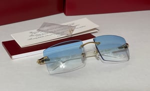 Image of Authentic Cartier C Décor Sunglasses CT0048O Custom Blue Lens