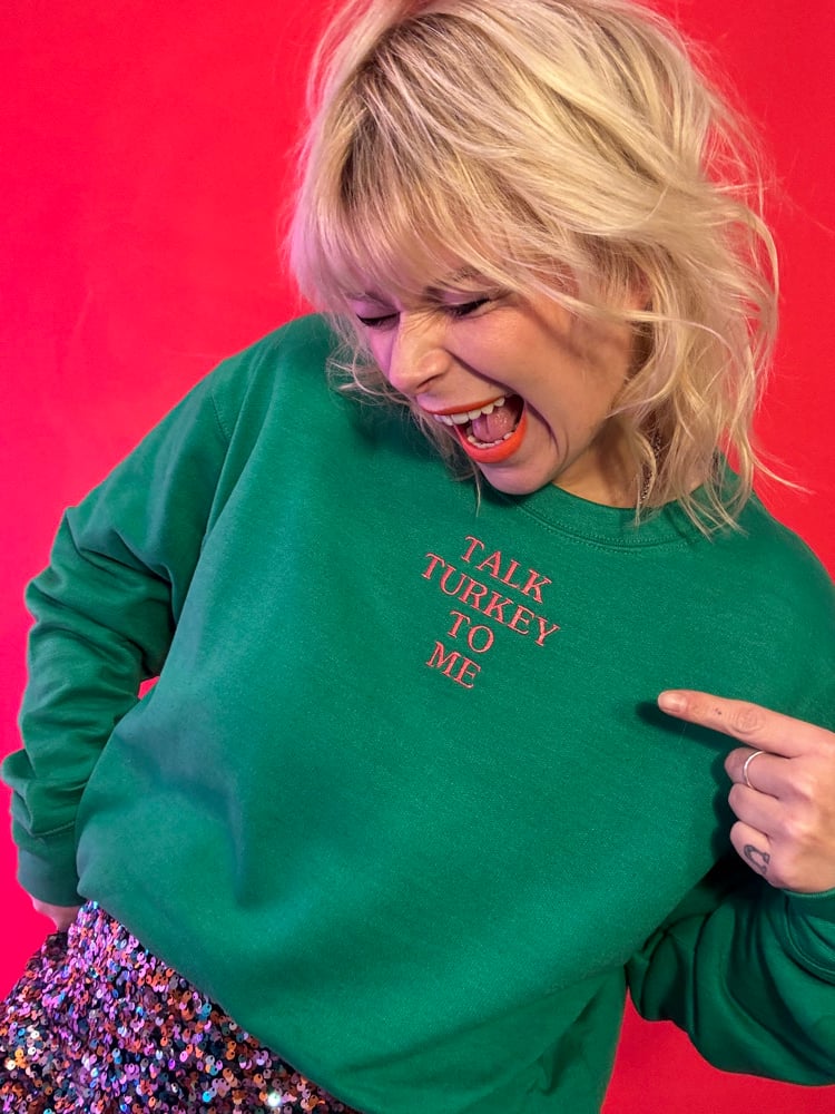 Image of Talk turkey to me embroidered sweater 