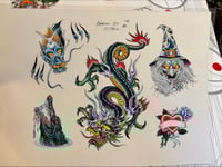 Image 2 of Australian tattooer Steve Paul Flash!  Vintage 1993 Witch Dragon