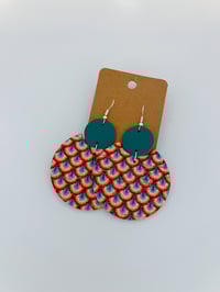 Rainbow cork/ leather double circle earrings 