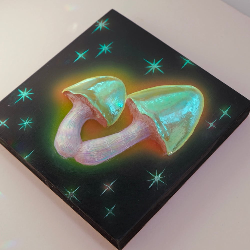 Image of 🌿 GREEN MUSHROOM ✧ Original 3D Mixed Media Painting