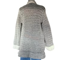 Image 5 of Hand Crochet Gray Cardigan Tunic - Long Sleeve - Women’s Size L