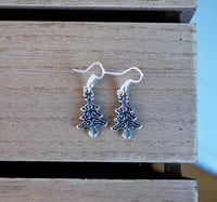 Image 2 of Set of 5 mini Christmas tree silver plated earrings 