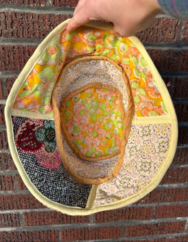 Coral Citrus Collage Quilt Bucket Hat, 25”