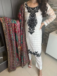 Image 2 of White with mirror dupatta