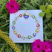 Iced Evil Eye Bracelet - Multicolor (Hearts)