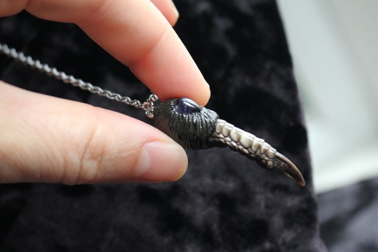 Dead Good Pheasant toe necklace with lolite crystal stone copy Image 11
