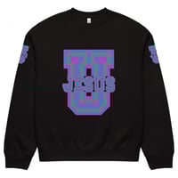 Image 4 of Jesus U Pink Teal Oversized crewneck
