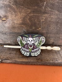 Image 1 of Death’s Head Hair Stick Barrette (Green)