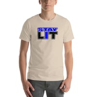 Image 1 of STAY LIT BLUE/BLACK Short-Sleeve Unisex T-Shirt