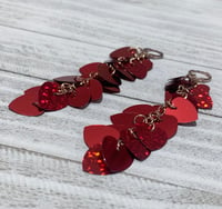 Image 2 of Red Hearts Drops Earrings 