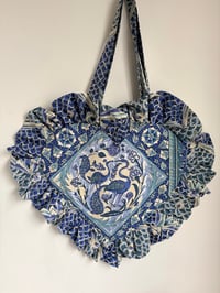 Image 4 of Vintage Blue Tapestry Heart Bag 💙🤍