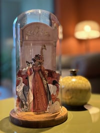 Image 2 of Handmade Paper Sculpture in Glass Dome in Red