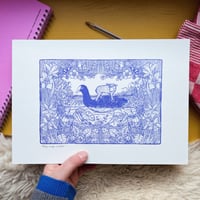 Meerkoet en lam, brengers van de lente ~ kunstprint 