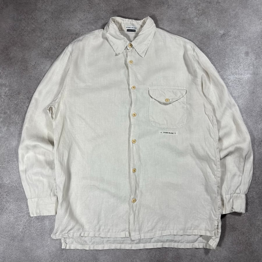 Image of SS 2000 Stone Island Lino Flax Shirt, Size Large