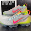 NIKE AIR VAPORMAX 2021 FLYKNIT NEON WOMENS RUNNING SHOES SIZE 5.5 GRAY NEW