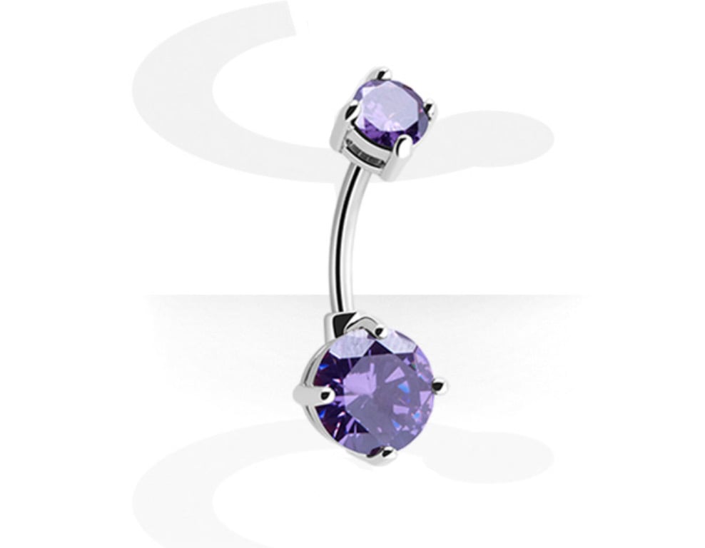 FASHION JEWELED BANANA - NAVEL PIERCING AMETHYST ZIRCON