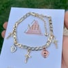 Cross with Heart/Rose charm bracelet