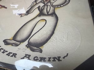 Image of Original 1950’s “Painless Nell” Bowen “US Navy Sailor” Acetate Stencil with 11x14 print.