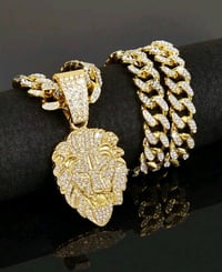 Image 1 of 1pc New Design Hip-Hop Punk Style Lion Head Pendant Necklace