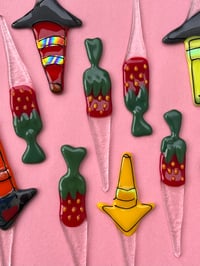 Image 4 of Fused glass strawberry candy planter stake