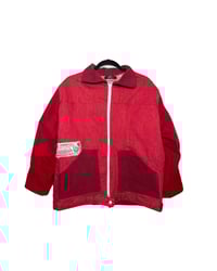 Image 1 of Red  Patchwork Denim Jacket